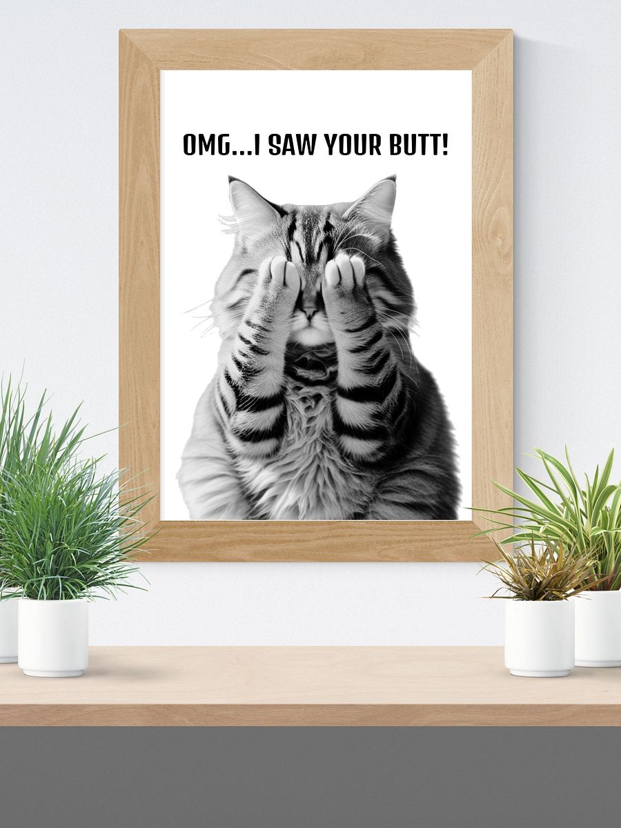 Black and White Cat Covering Eyes Bathroom Downloadable Wall Art product image (6)