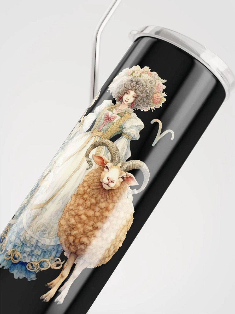 Aries Woman Illustrated Zodiac Stainless Steel Tumbler - Sip in Celestial Style! ♈ product image (5)