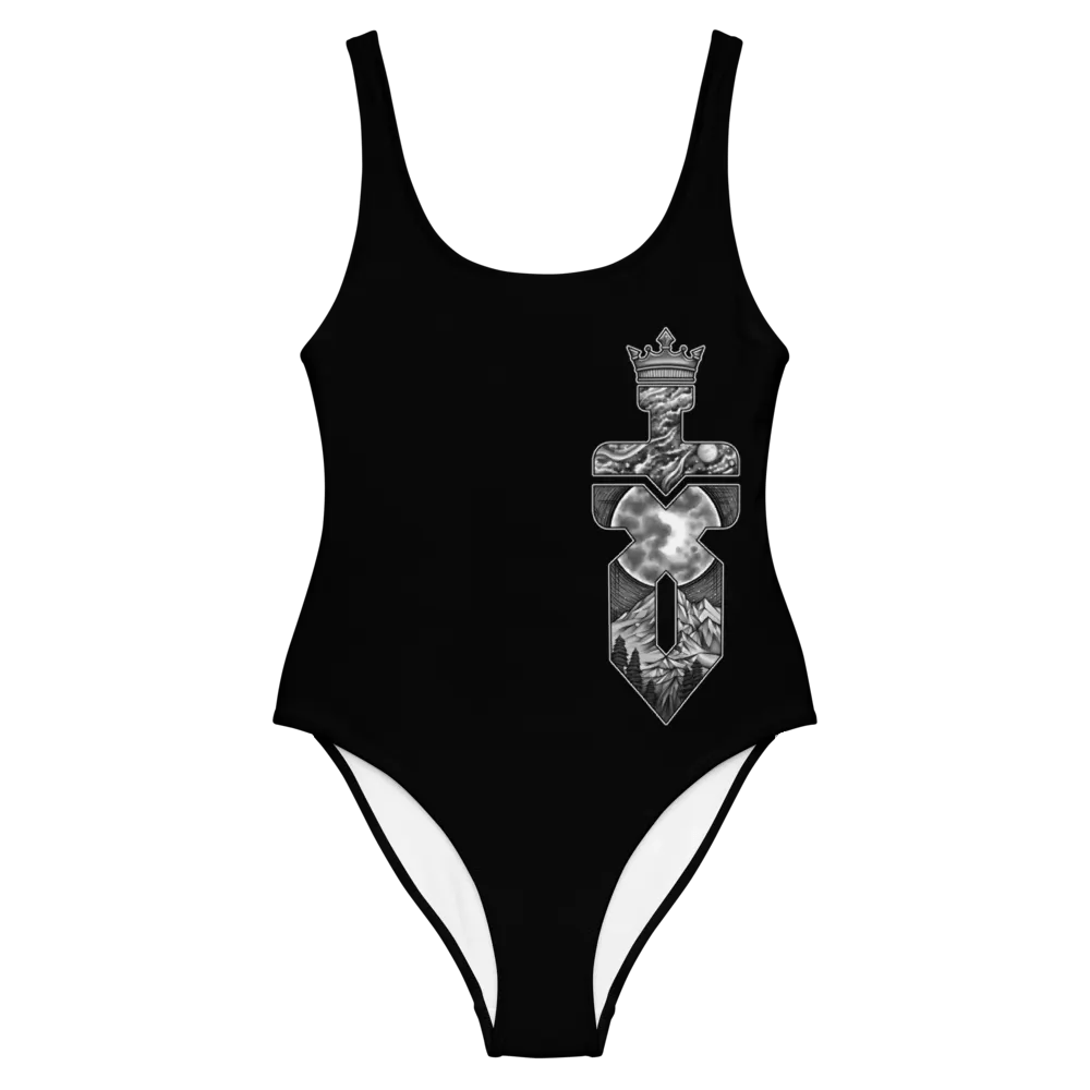 Black and White Logo One Piece Swimsuit for His Princess product image (2)