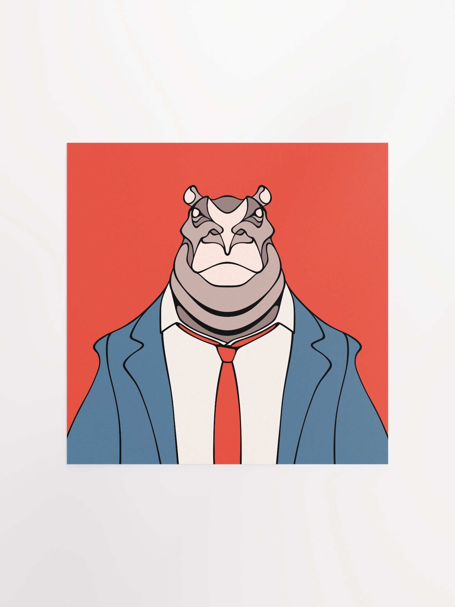 Executive Hippo - Square Matte Paper Poster product image (1)