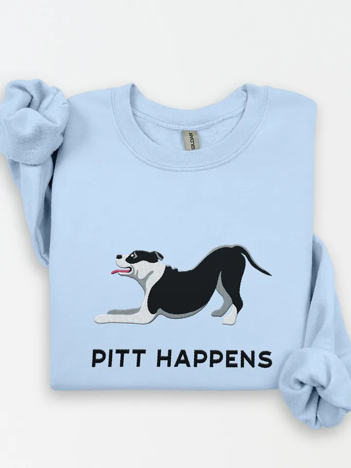 Pitt Happens Sweatshirt (Embroidered) of a Pitbull Terrier(Black) product image (1)