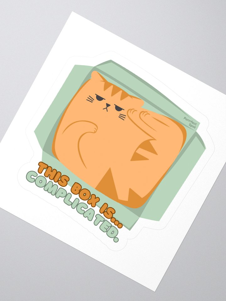 “This Box Is… Complicated.” Orange Cat Sticker 🐾📦 product image (5)