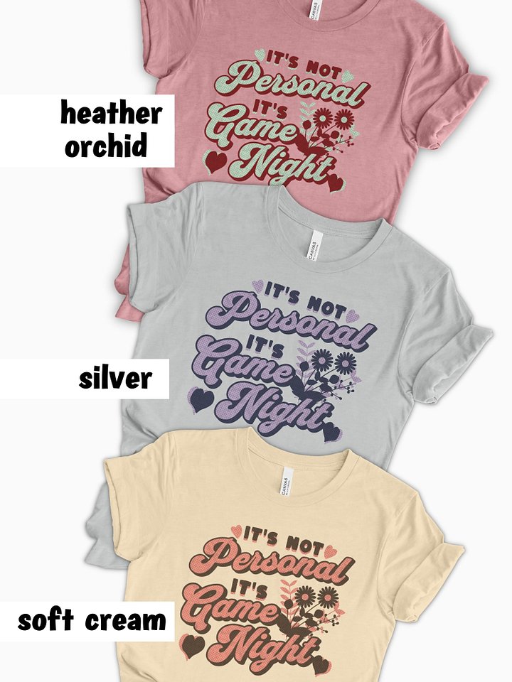 Retro Gamer Girl Shirt, Pretty Board Game Shirt for Women, It's not Personal It's Game night, on Silver product image (2)