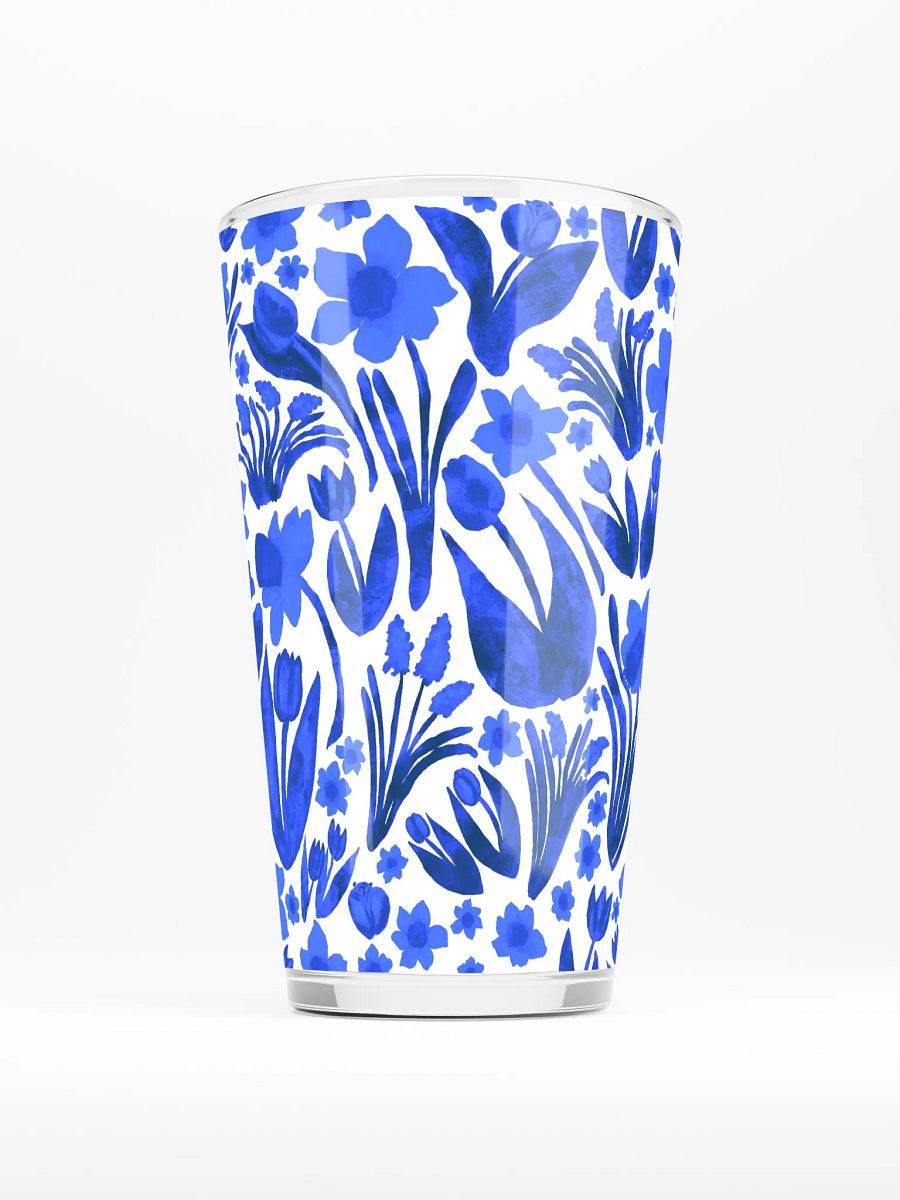 Spring Garden | Royal Blue on White | Shaker Pint Glass by Monique Faella Designs™ Sip in Full Bloom 🌼🍹💙 product image (1)