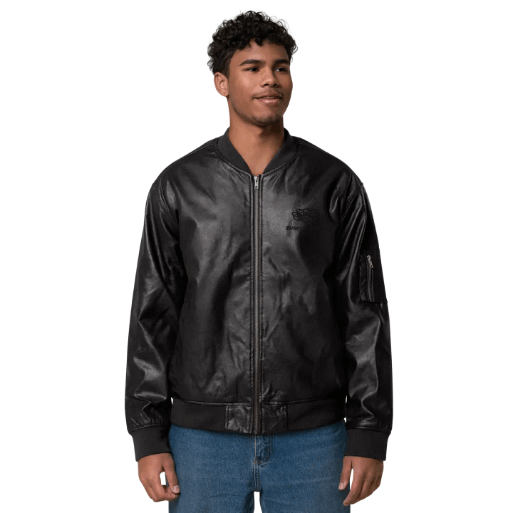 BUSY-BRAINED MONOCHROME BLACK FAUX LEATHER JACKET product image (2)