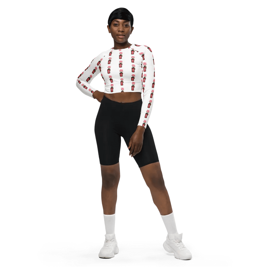 Cinestill Rose Continuous Pattern Jersey Sleeved Crop Top product image (1)