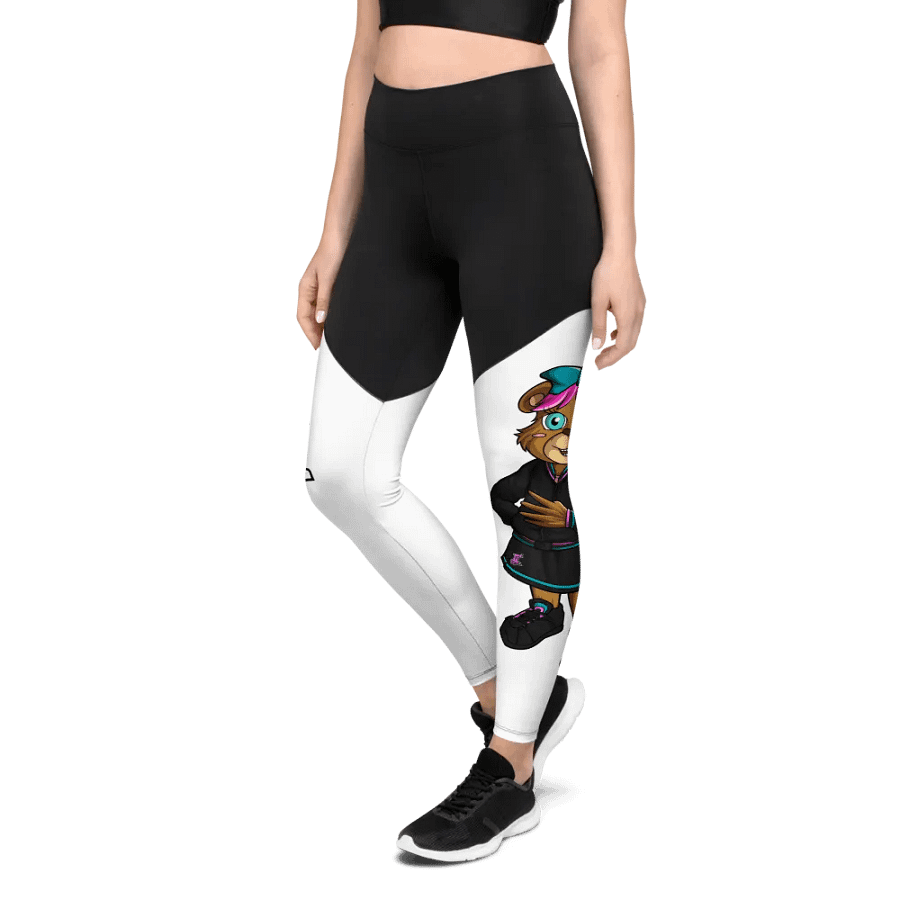 Standing Girl Bear Black and White Leggings product image (5)