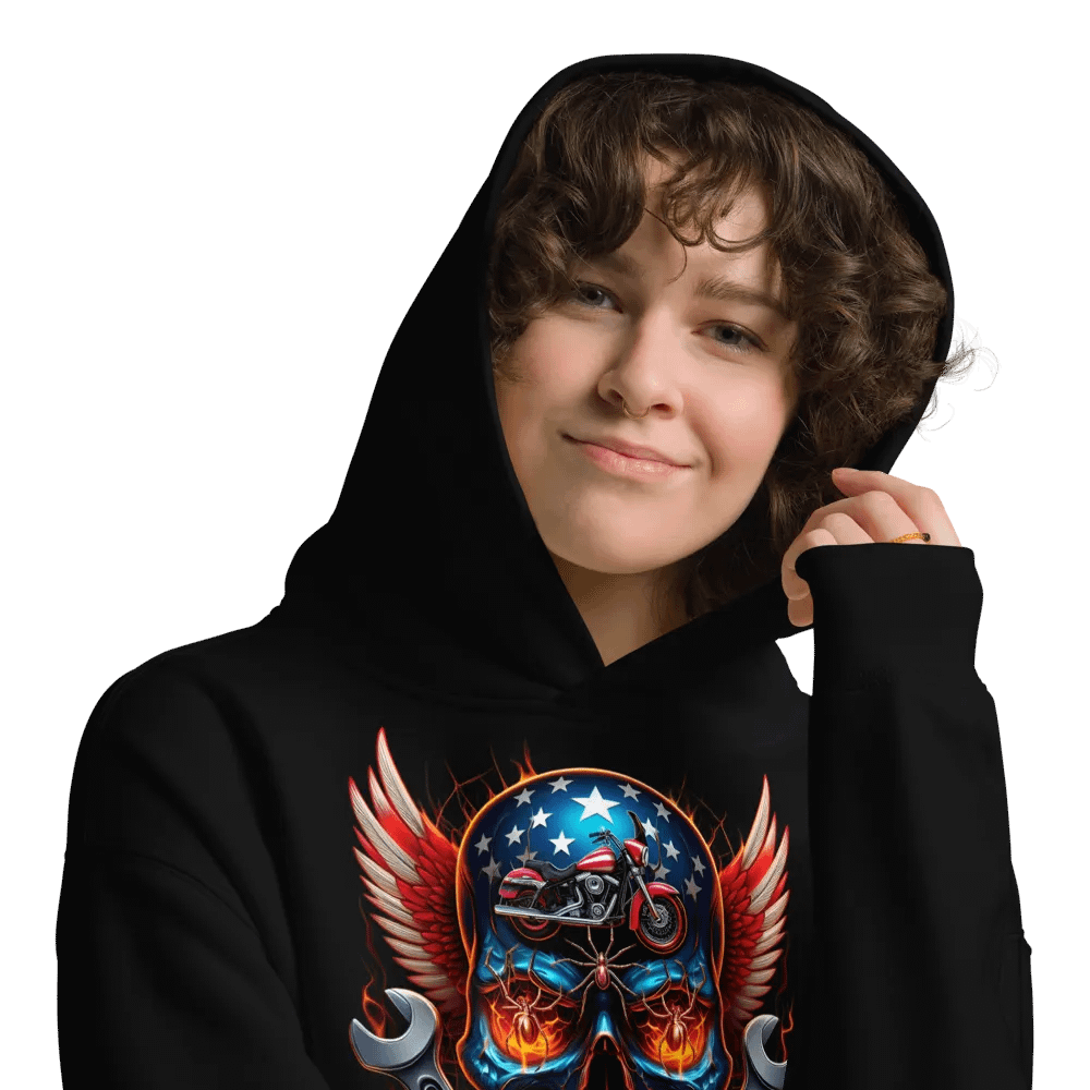American Spirit Skull Oversized Hoodie #32 product image (9)
