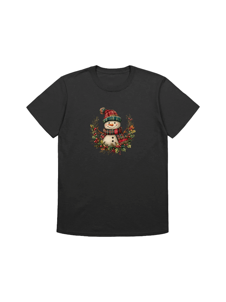 Country Snowman & Christmas Wreath Unisex T-Shirt product image (4)