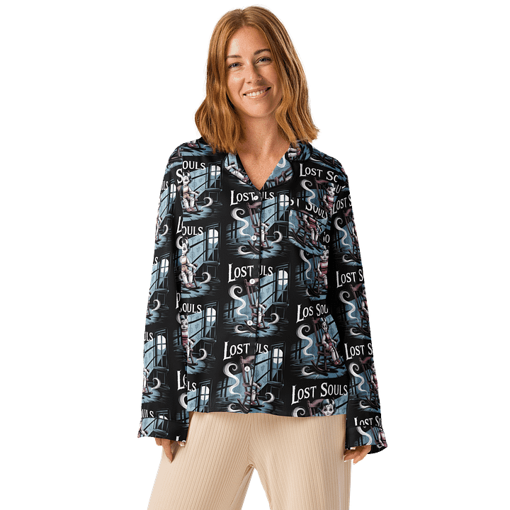 Midnight Veil Designs All-Over Print Women's Long Sleeve Pyjama Top - Lost Souls product image (1)