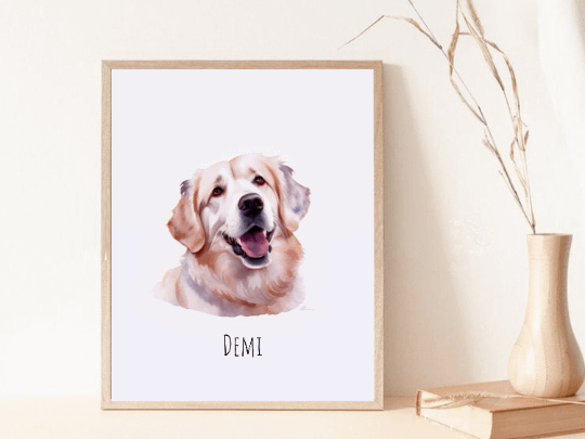 Pet Portrait Custom and Personalized Pet Dog Wall Art DIGITAL DOWNLOAD, Custom Pet Portrait in WATERCOLOR Painting Style, Pet Memorial Gift product image (1)