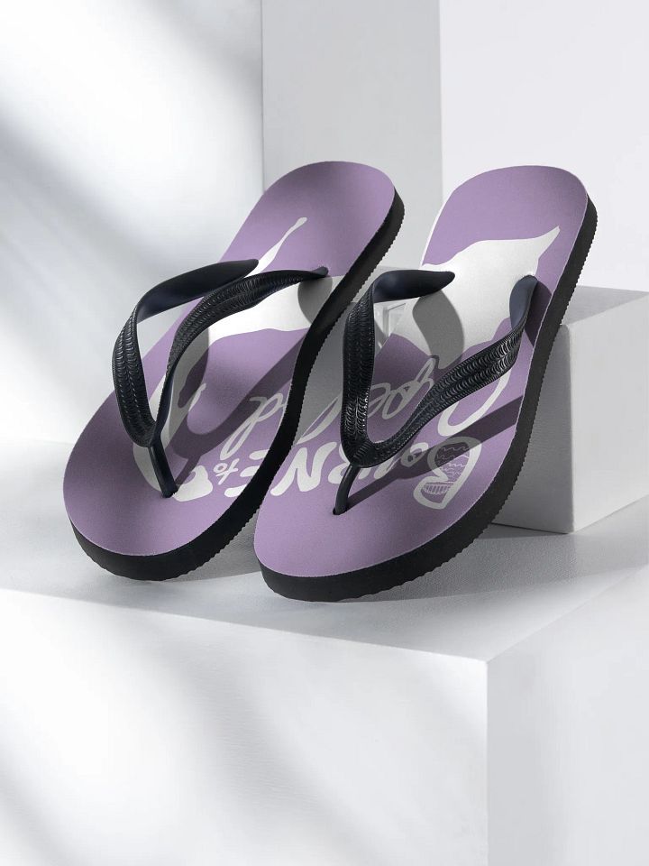 BOURNE to Flip Flop™ | Cape Cod Vibes for Your Soles | Logo Spread Sandals | White Logo on East Side Lavender product image (1)