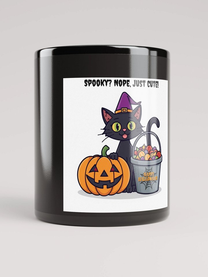 Spooky? Nope, Just Cute! Black Glossy Mug product image (1)