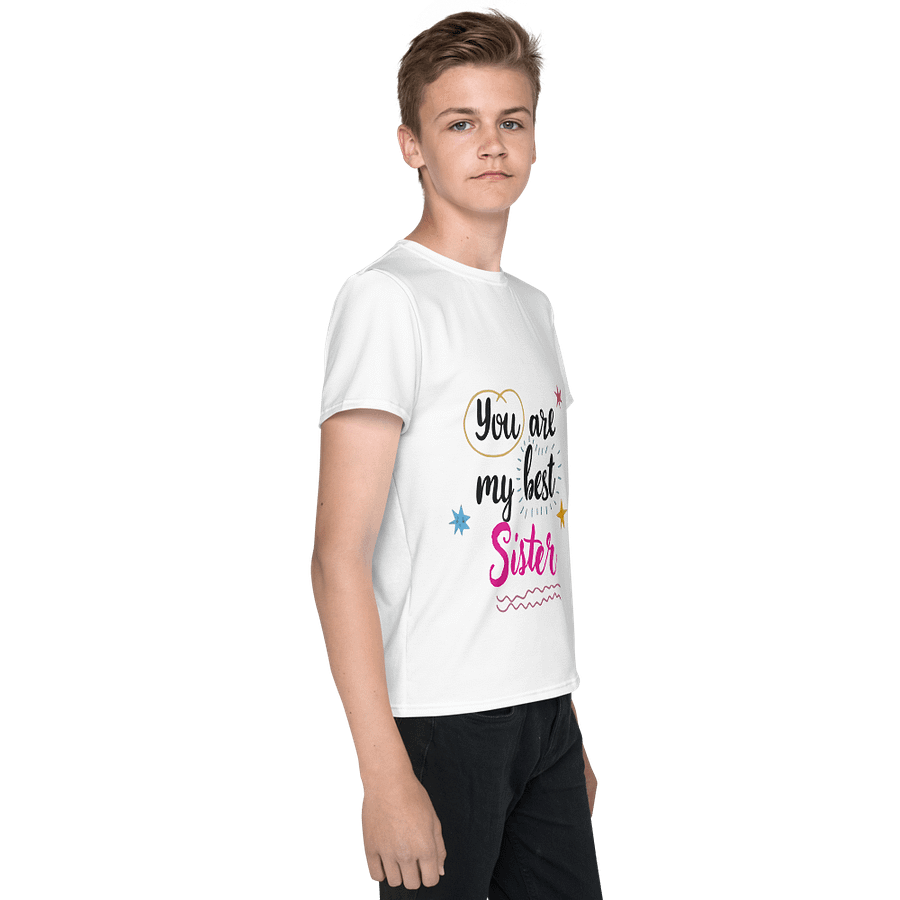Kids Youth Crew Neck T-Shirt Best Sister Slogan All-Over Print product image (4)