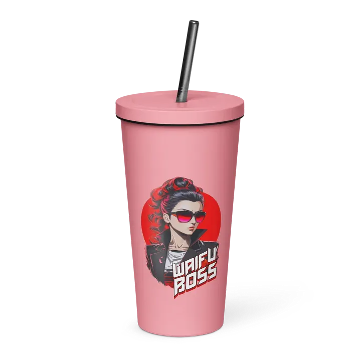 Waifu Boss 20 oz Tumbler Cup - Pink - Insulated Tumbler with a Straw v2 product image (1)