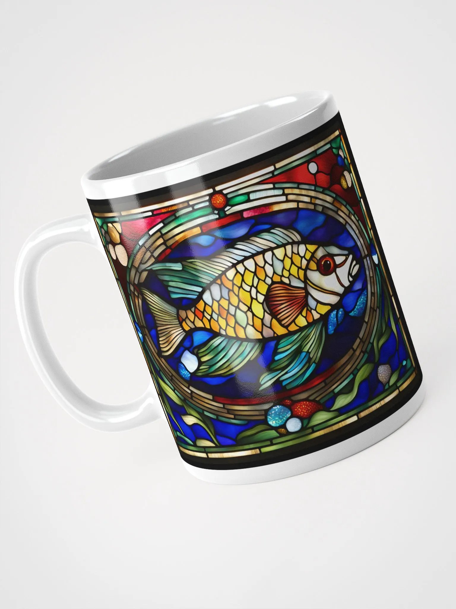 #004 - Long-Finned Bubble Ram Stained Glass Mug product image (3)
