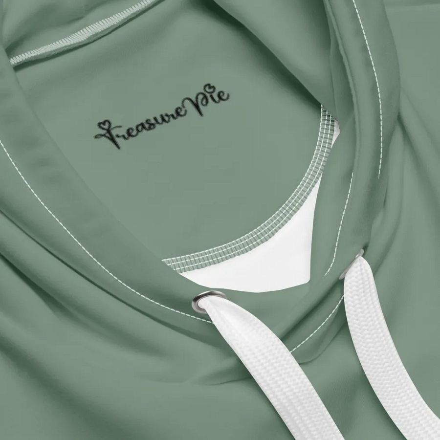 Plain Medium Sage Green Soft Summer Unisex Recycled Polyester Heavyweight Premium Hoodie by Treasure Pie product image (7)
