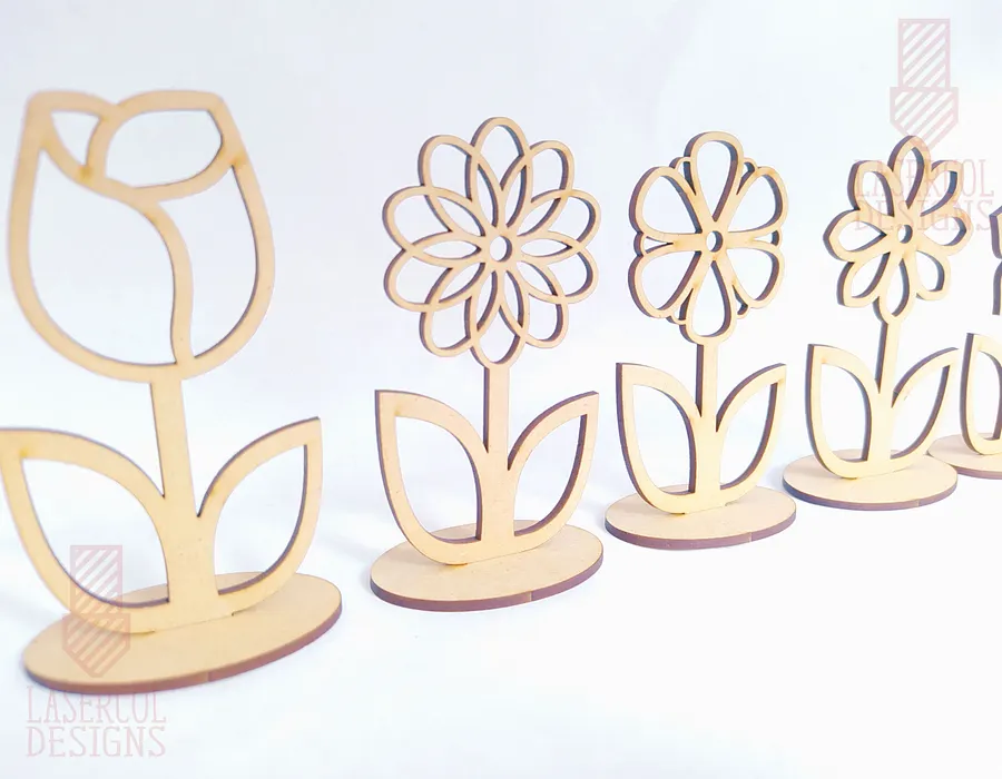 Flowers - Set 4 - (Two Sizes, Five Styles) - Laser Cut Files product image (3)