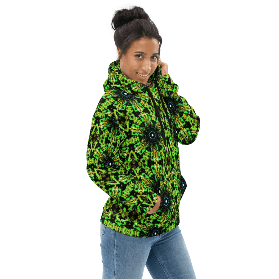 Abstract Repeating Neon Green Kaleidoscope Pattern Unisex Unisex All Over Print Hoodie product image (1)
