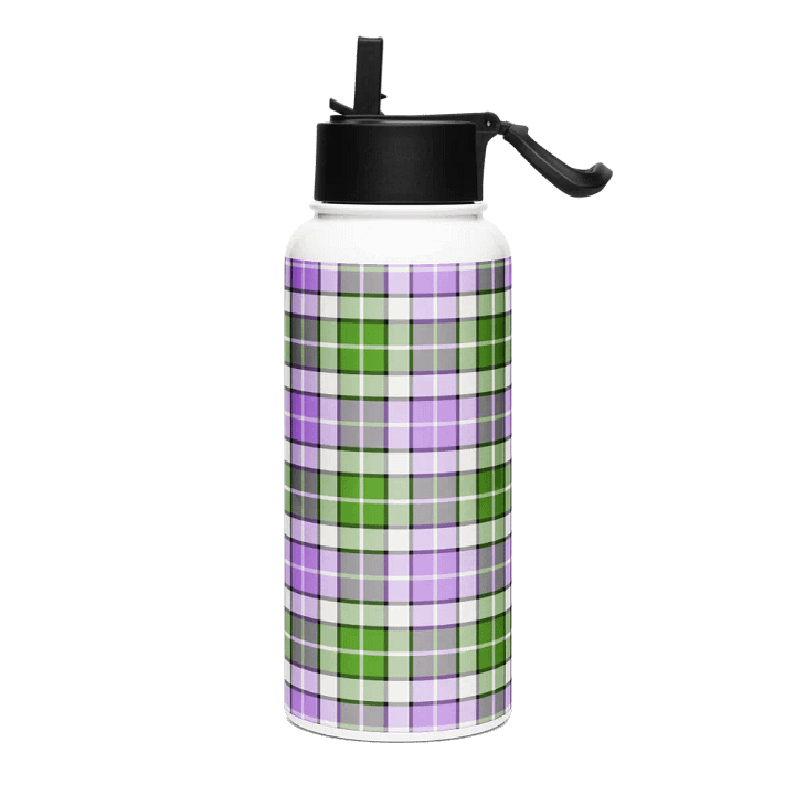 Lavender and Green Plaid Water Bottle product image (2)