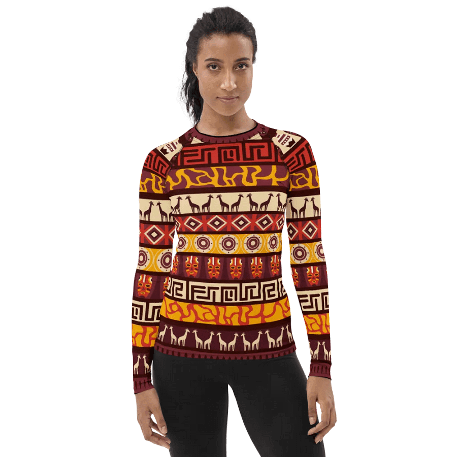 Chic Protection: Flat African Pattern All-Over Print Women's Rash Guard product image (1)