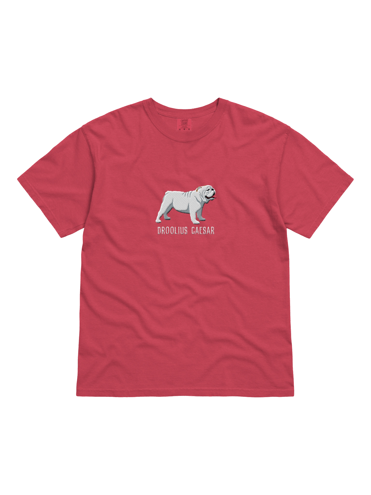 Droolius Caesar T-Shirt(Embroidered) of an English Bulldog(White) product image (41)