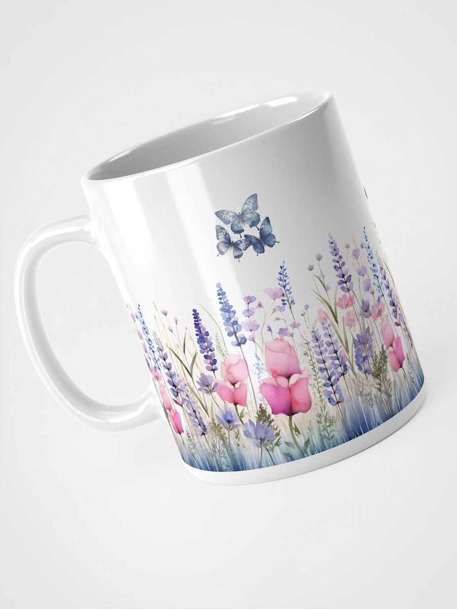 Pastel Wildflower and Blue Butterflies White Mug product image (3)