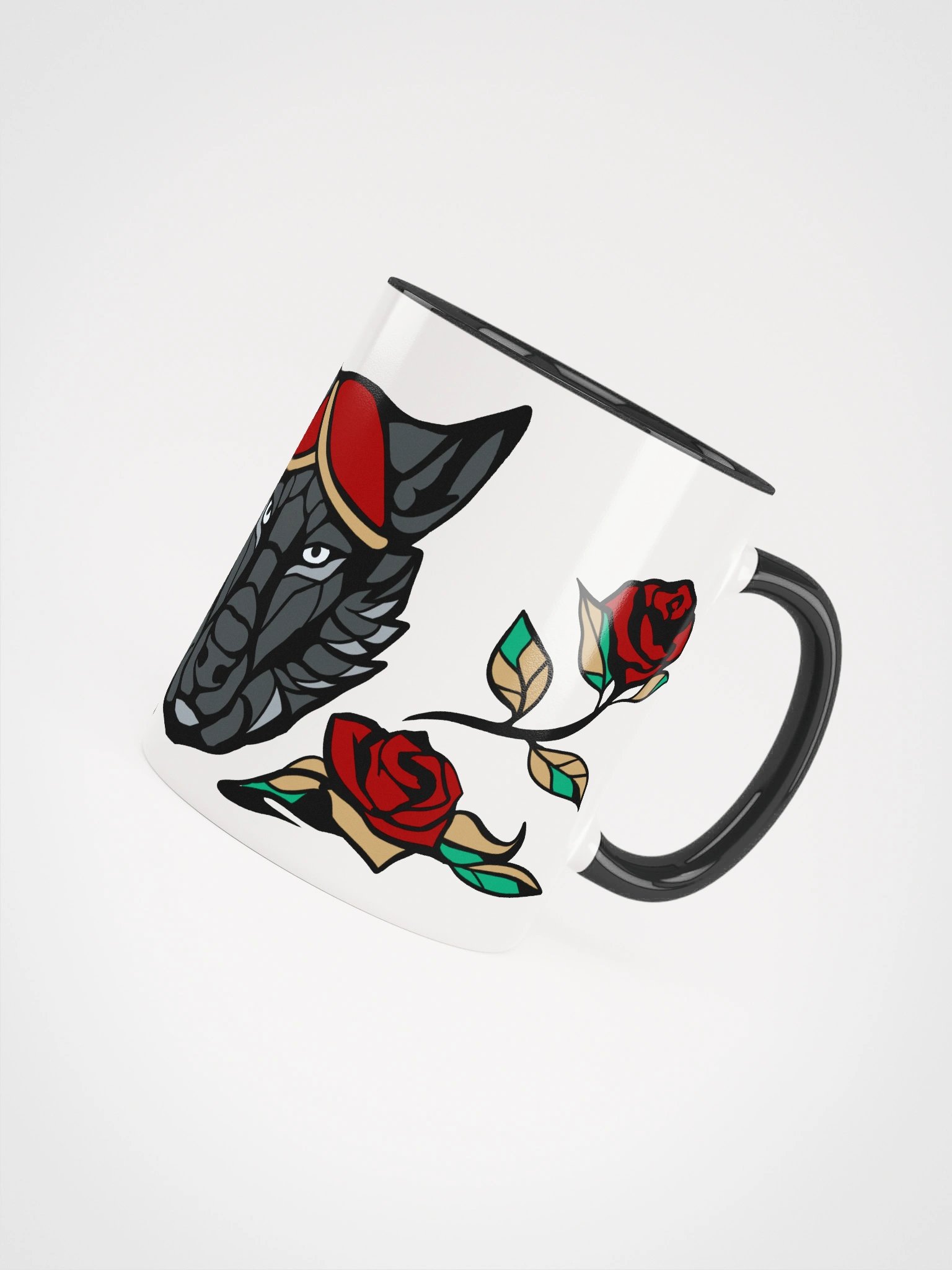 White Mug - Wolf & Roses product image (4)