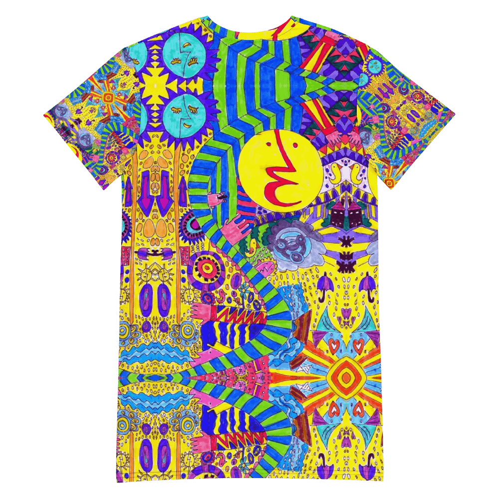 Abstract Colourful Doodle Ladies T Shirt Dress product image (9)