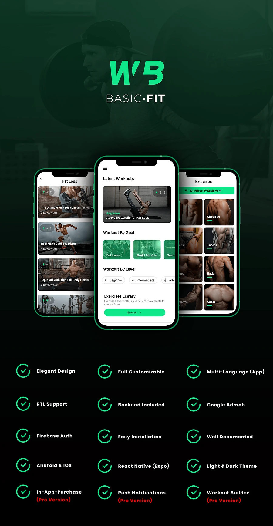 FitBasic - Complete React Native Fitness App + Multi-Language + RTL Support product image (3)