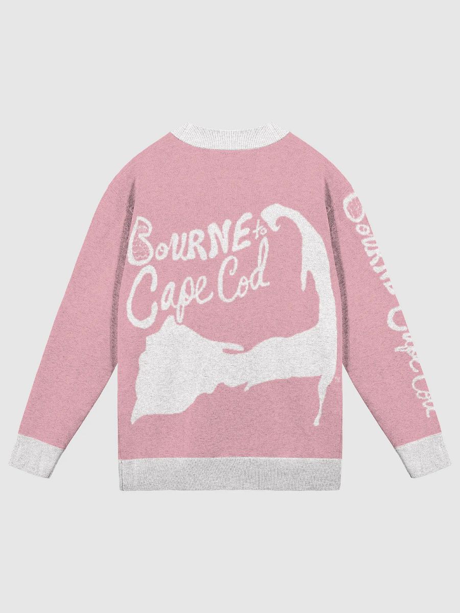The Cape Cozy Cardigan | BOURNE to Cape Cod™ Unisex Knit Sweater | Coastal Classic Fit | Colors: Pink & White Trim product image (2)