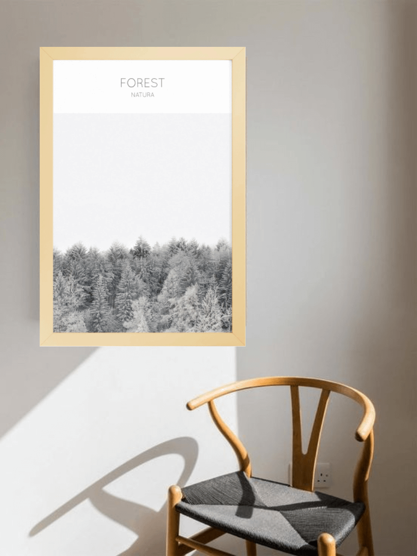 Natura Forest Winter Landscape Poster – Framed Tranquil Nature Wall Art | Minimalist Snowy Scenery | Premium Décor for Homes and Offices product image (1)
