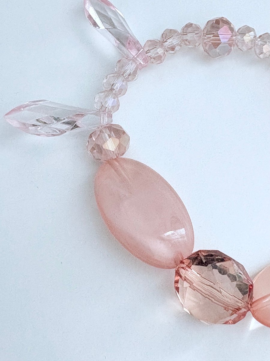 Blush Serenity | Faceted & Iridescent Beaded Bracelet | Handmade 8" Stretch Bracelet | Coastal Charm Jewelry by Monique Faella Designs™ | MFD-00054 product image (2)