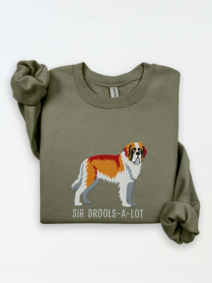 Sir Drools-A-Lot Sweatshirt (Embroidered) of a Saint Bernard(Brown & White) product image (1)