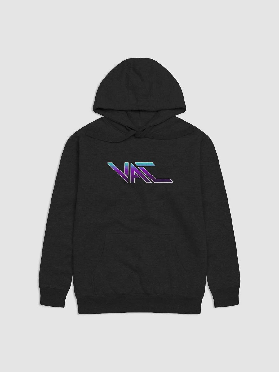 BLACK COTTON HOODIE (BLUE/PURPLE VAC LOGO) product image (1)