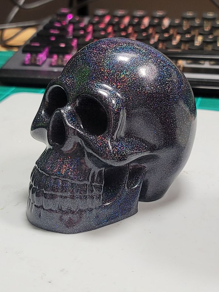 Black Holographic Glitter Skull product image (1)
