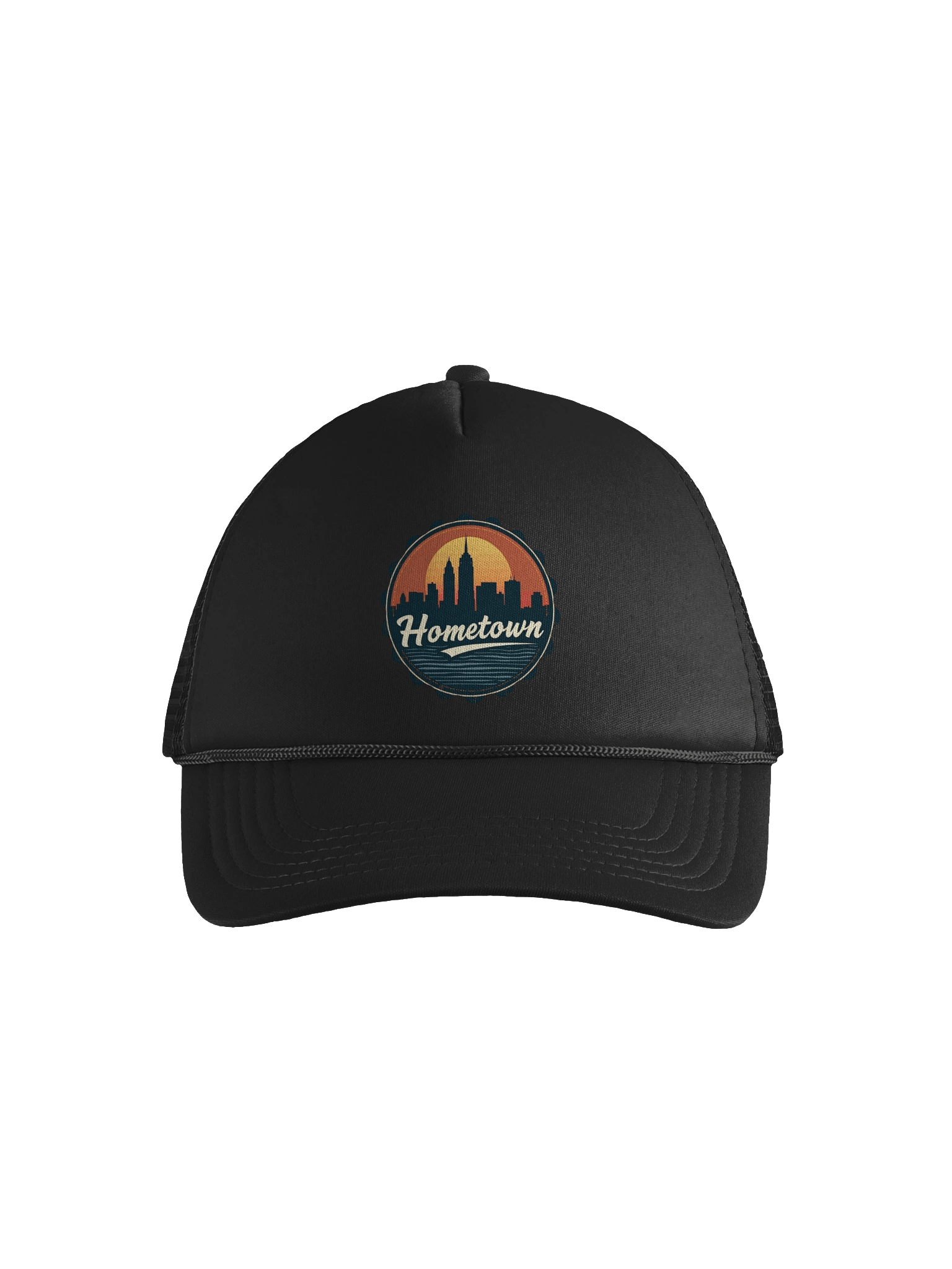 Hometown Vintage City Skyline Trucker Hat - Retro Urban Cityscape Snapback Cap - Mesh Back Hat product image (1)