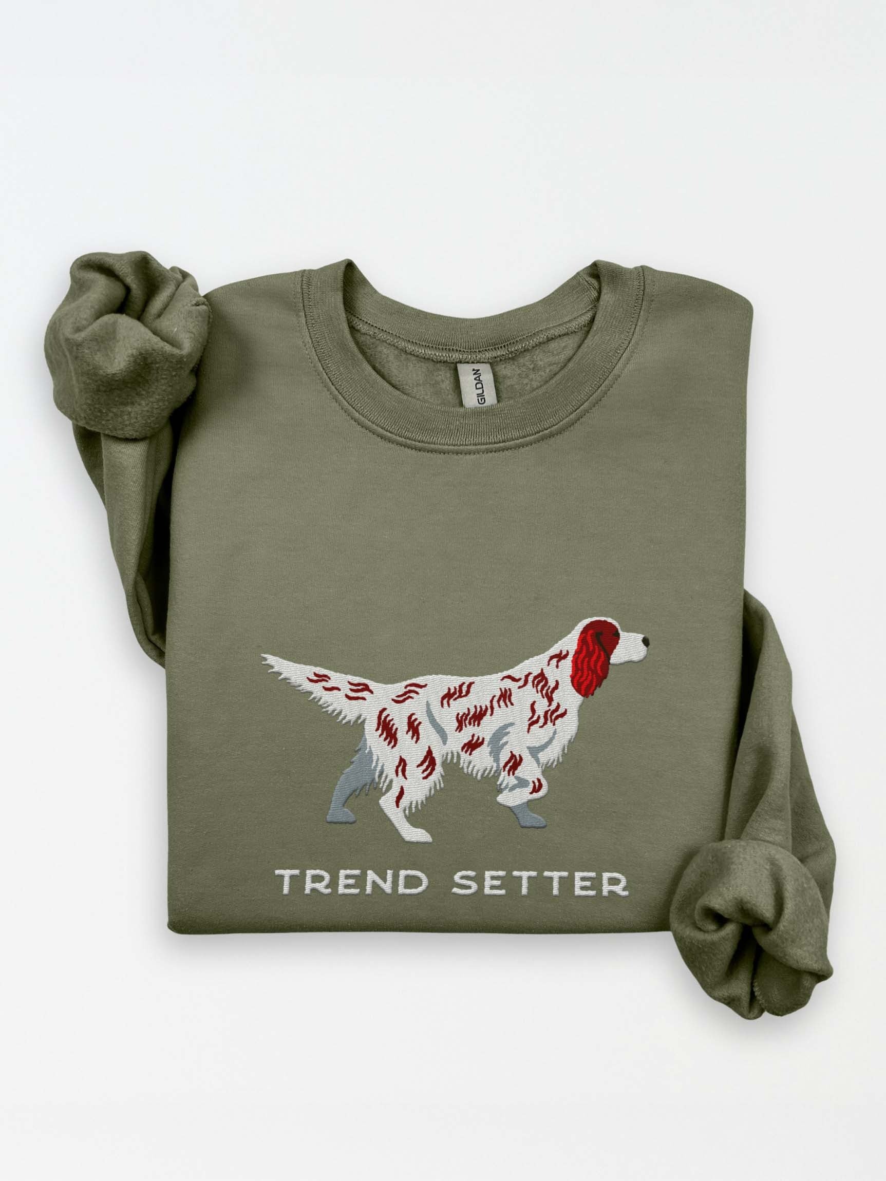 Trend Setter Sweatshirt (Embroidered) of an English Setter(Liver Belton) product image (1)