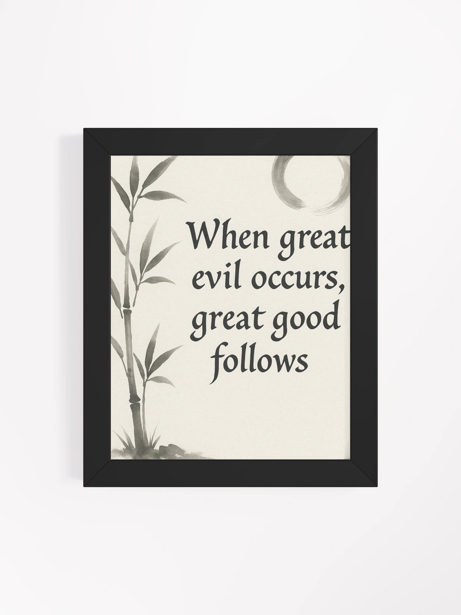 Zen Calligraphy Wall Art – “When Great Evil Occurs, Great Good Follows” – Nichiren Buddhism Inspired Framed Poster product image (4)