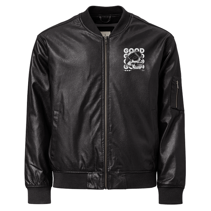 Starry Skull Bandana Leather Bomber Jacket product image (1)