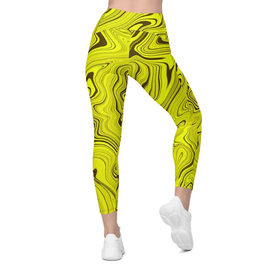 Leggings with Pockets - Yellow Liquid Swirls product image (2)
