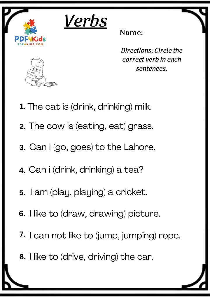 "Learn English Verbs with Sentences" 17 Pages product image (2)