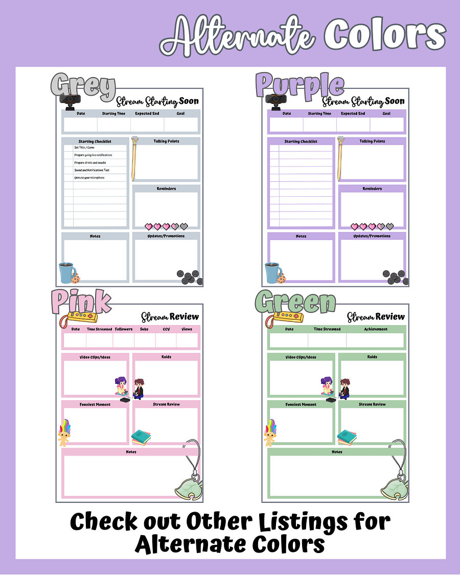 My Daily Stream Planner - Purple Edition | Digital Streaming Planner for Creators product image (5)