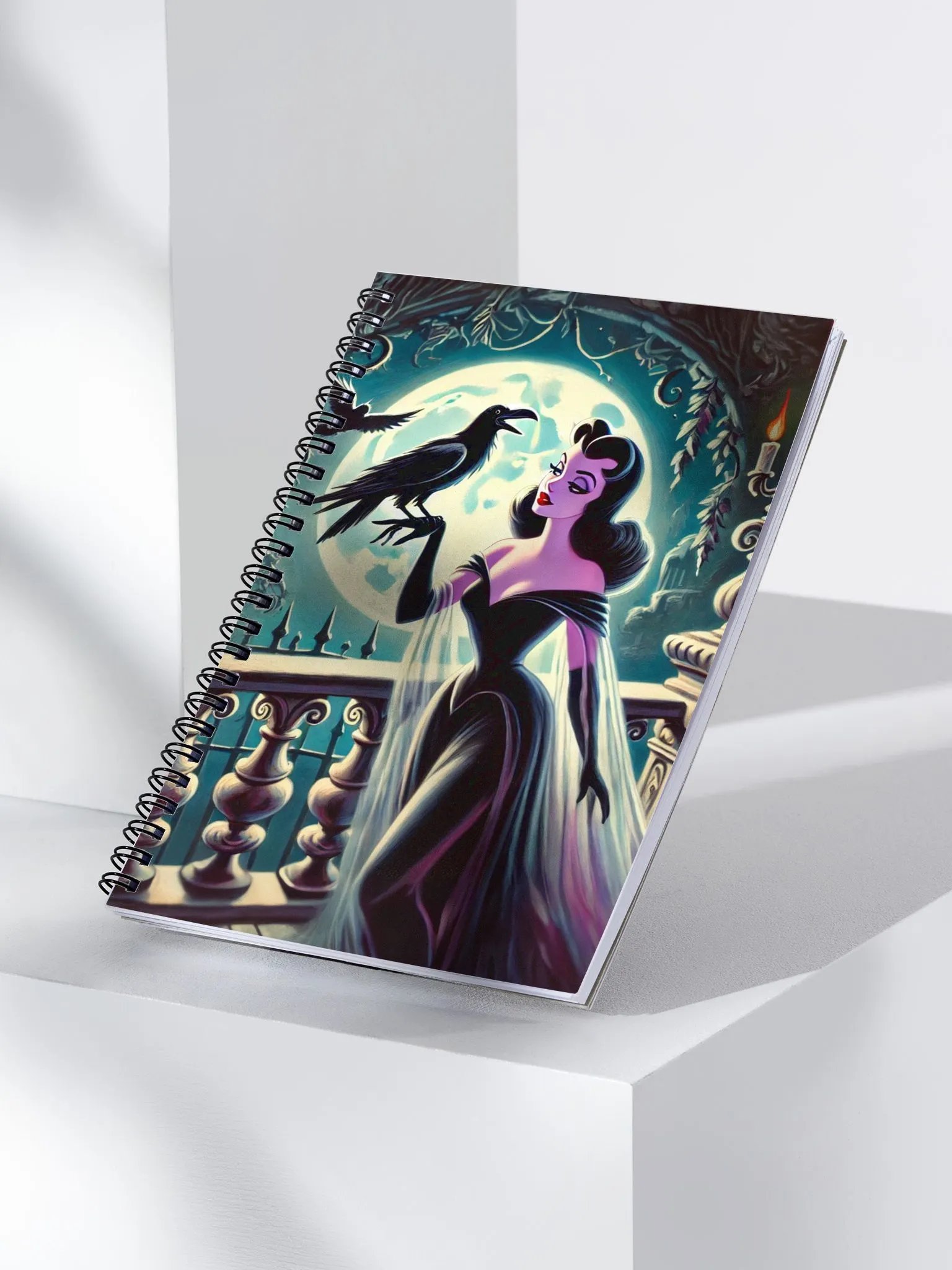 Moonlit Woman and Raven Spiral Notebook product image (3)