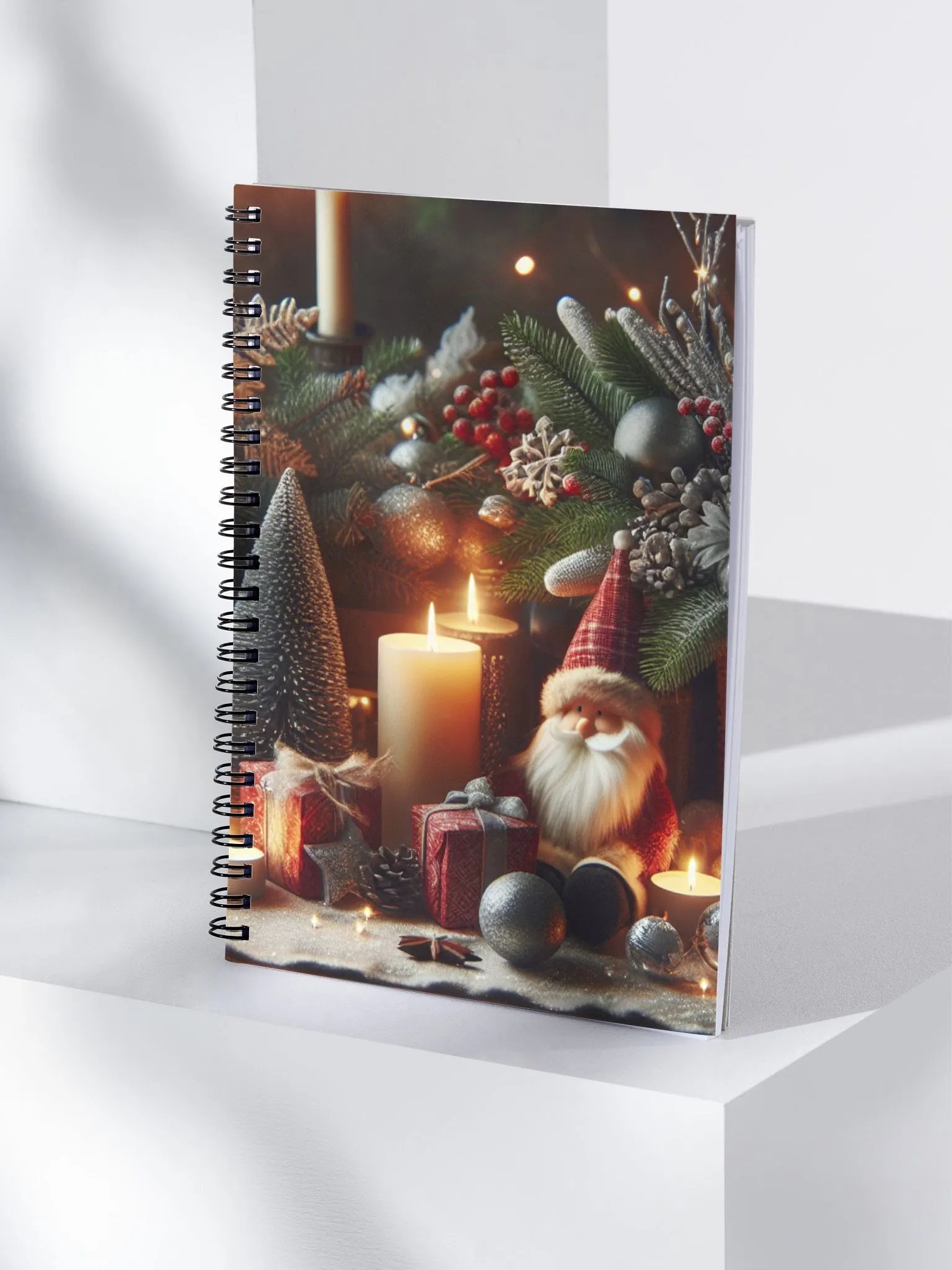Cheerful Christmas Tree Decorated Spiral Dotted Notebook Journal product image (4)