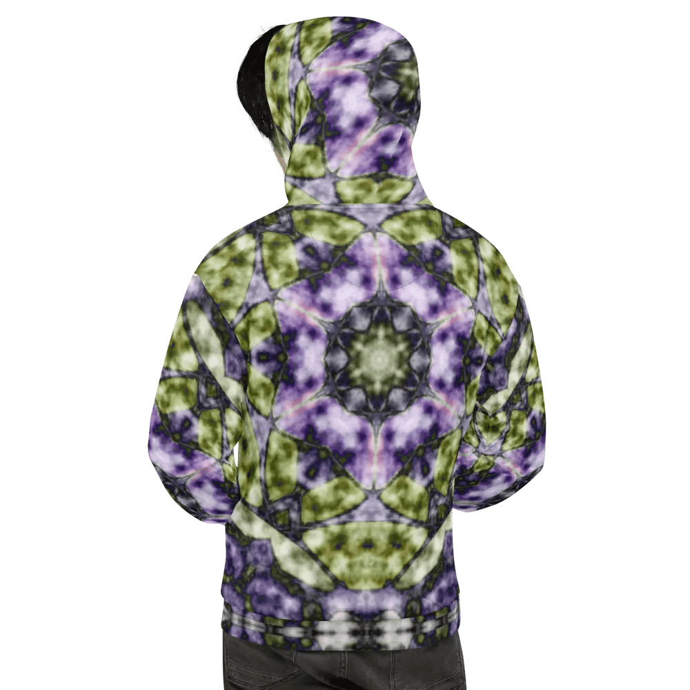 Bohemian 6 Pointed Madala Pink and Green/ All-Over Print Recycled Unisex Hoodie by Sublicolor product image (6)