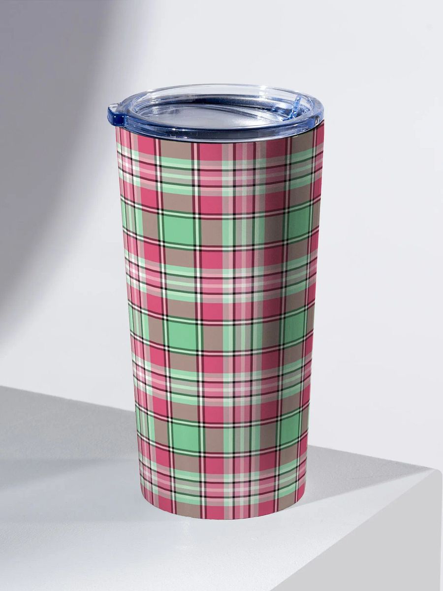 Mint Green and Pink Plaid Travel Tumbler product image (1)