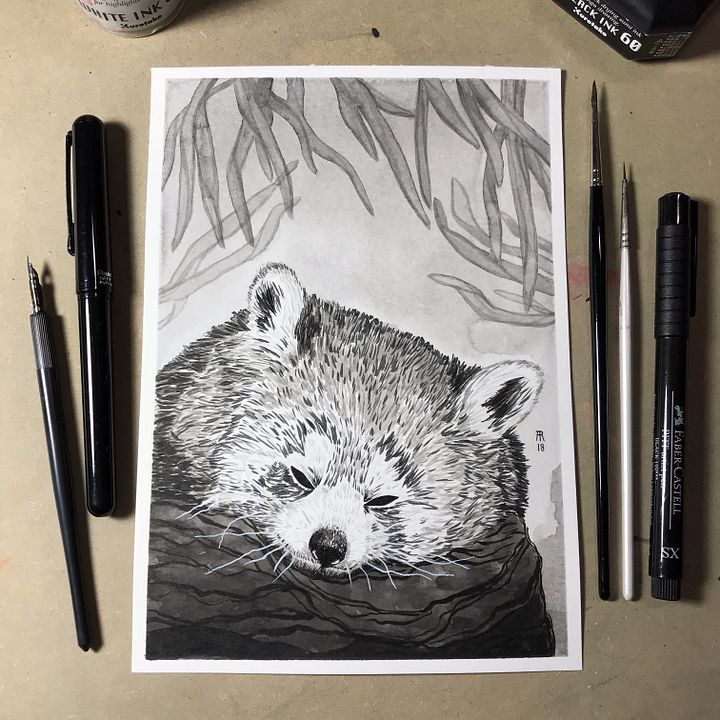 original painting : red panda product image (1)