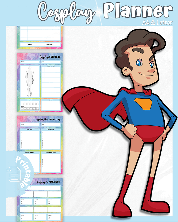 Blue Cosplay Planner Printable product image (1)