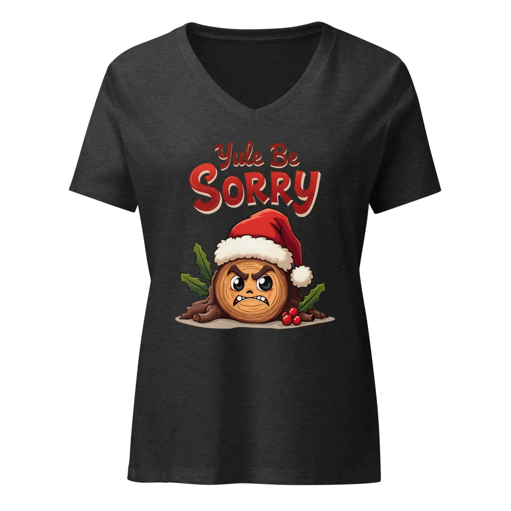 Yule Be Sorry Santa Log Women's V-Neck Tee product image (3)